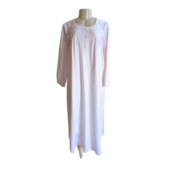 New w Tags, Carole Hochman Classic Cozy Back Satin Pink Long Nightgown in Size S - Picture 1 of 7